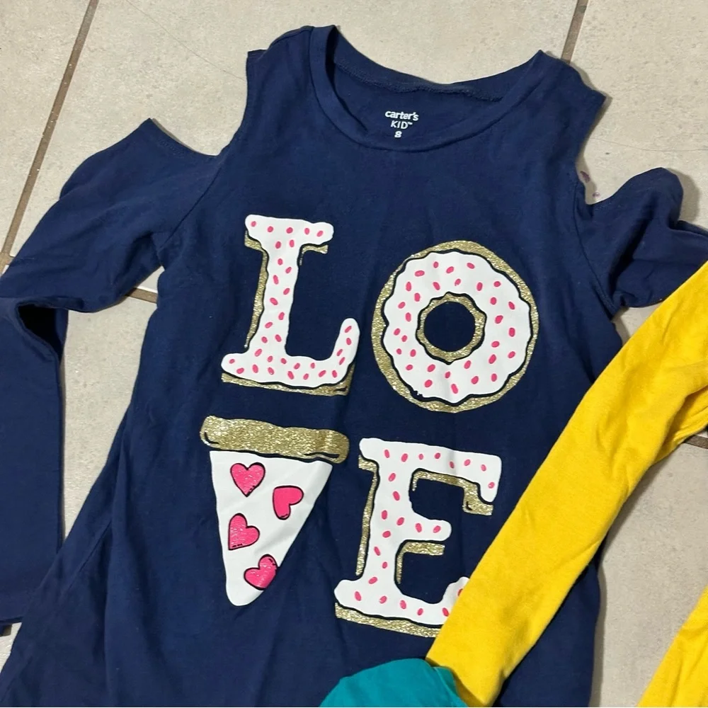 Carter’s,‎ Circo & Crazy 8 Kids Girl Graphic Long Sleeve Shirt size M(7/8)